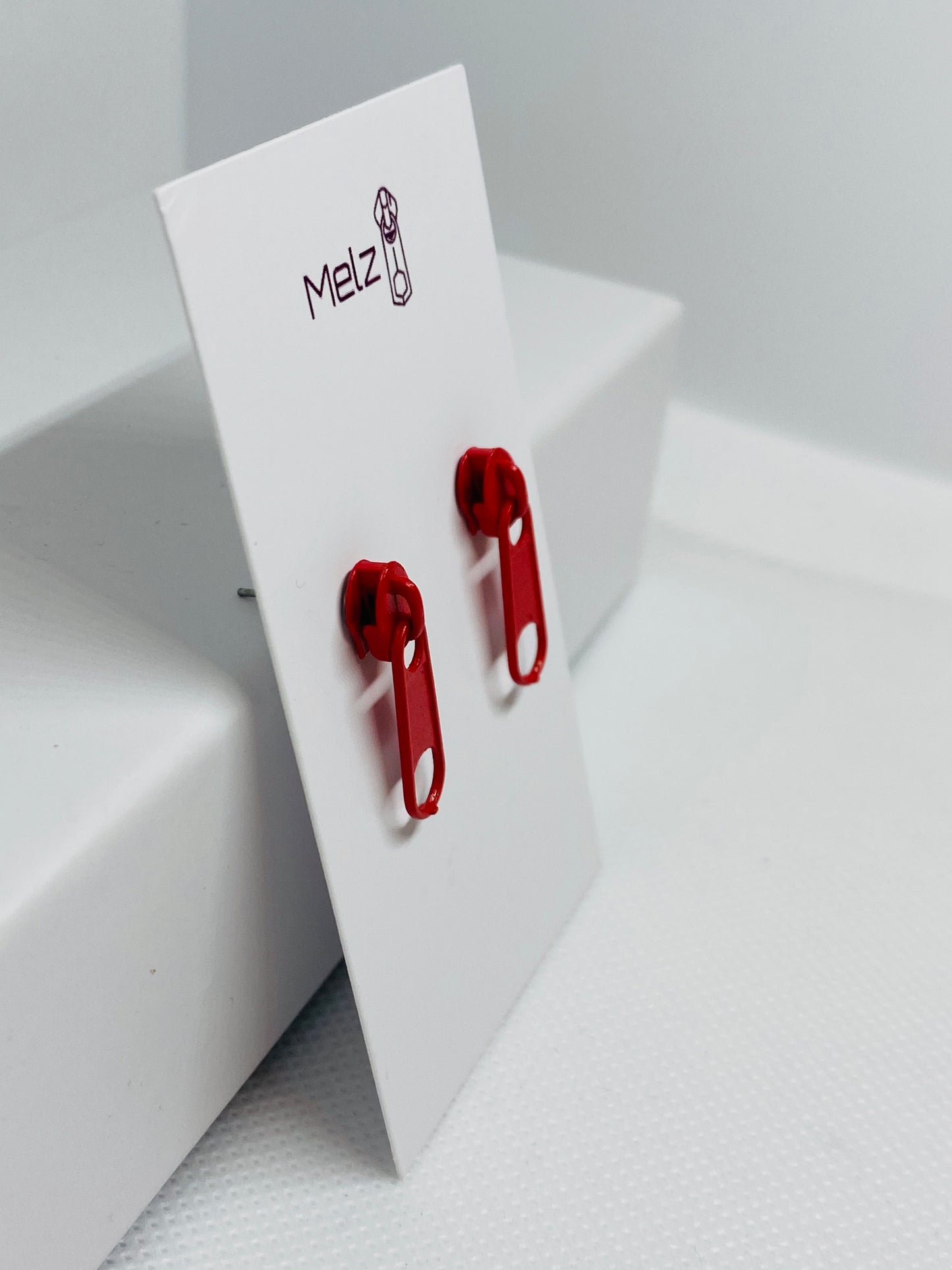 Small Red zipper earrings