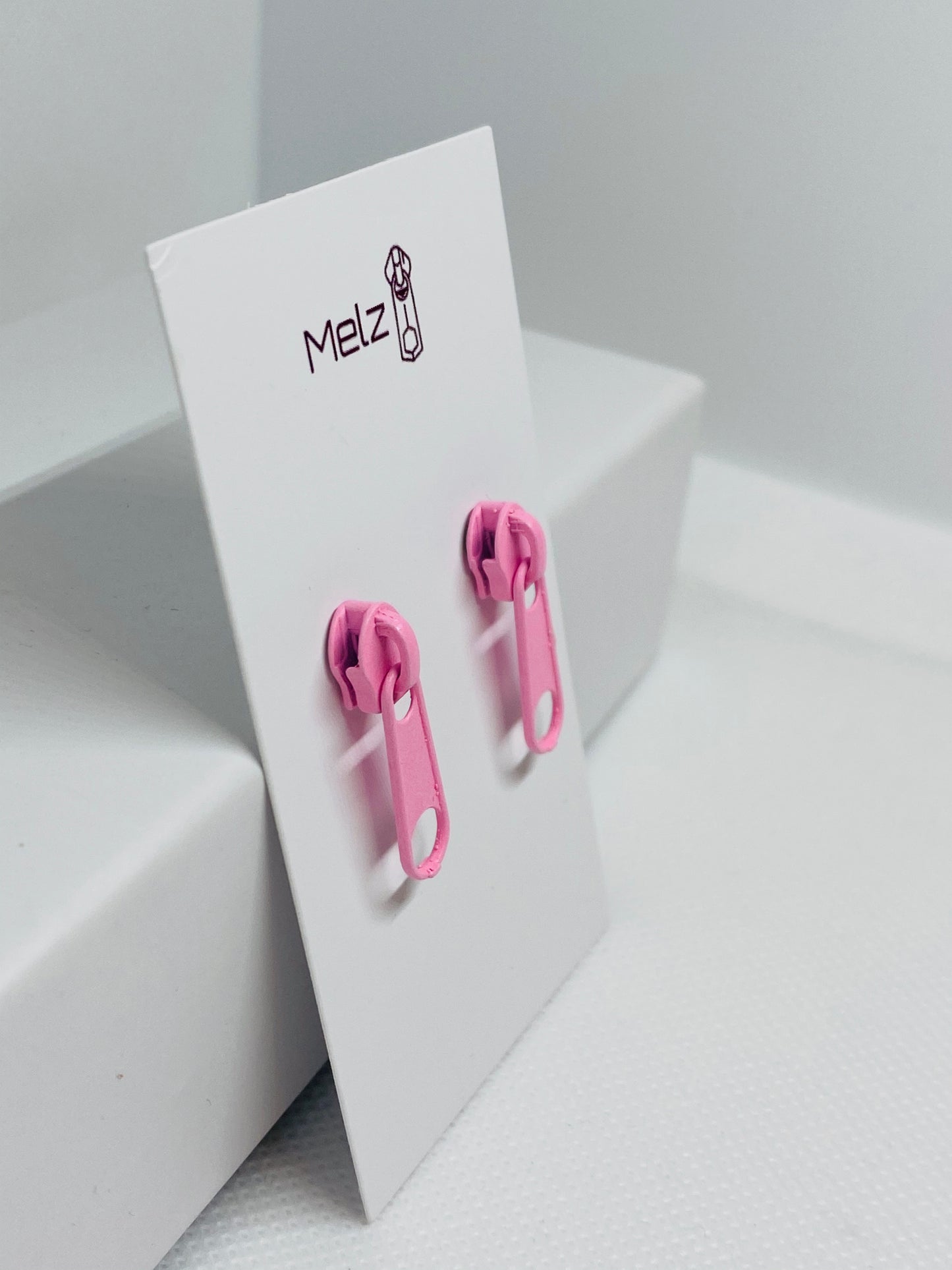 Flamingo pink zipper pull earrings