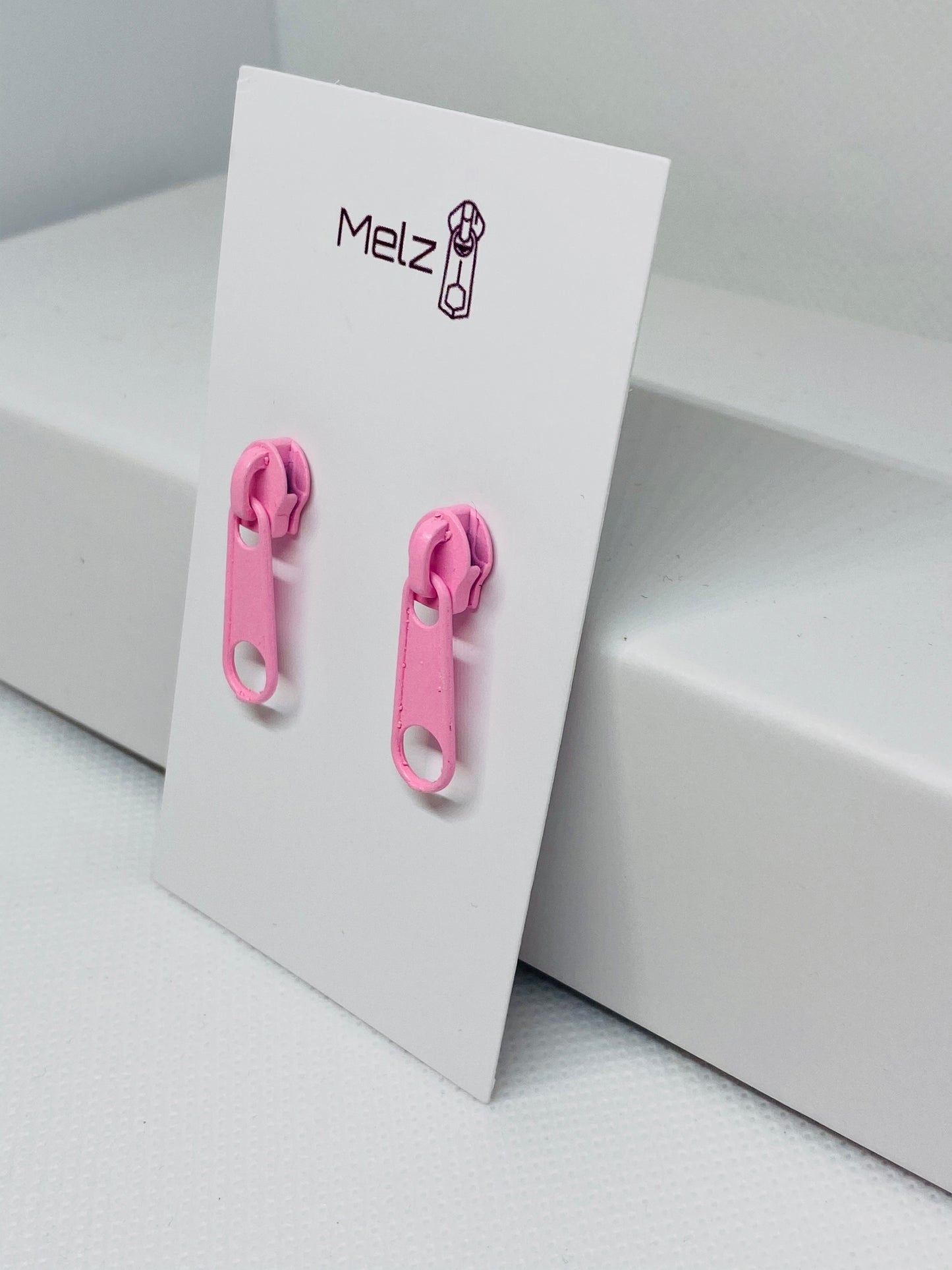 Flamingo pink zipper pull earrings