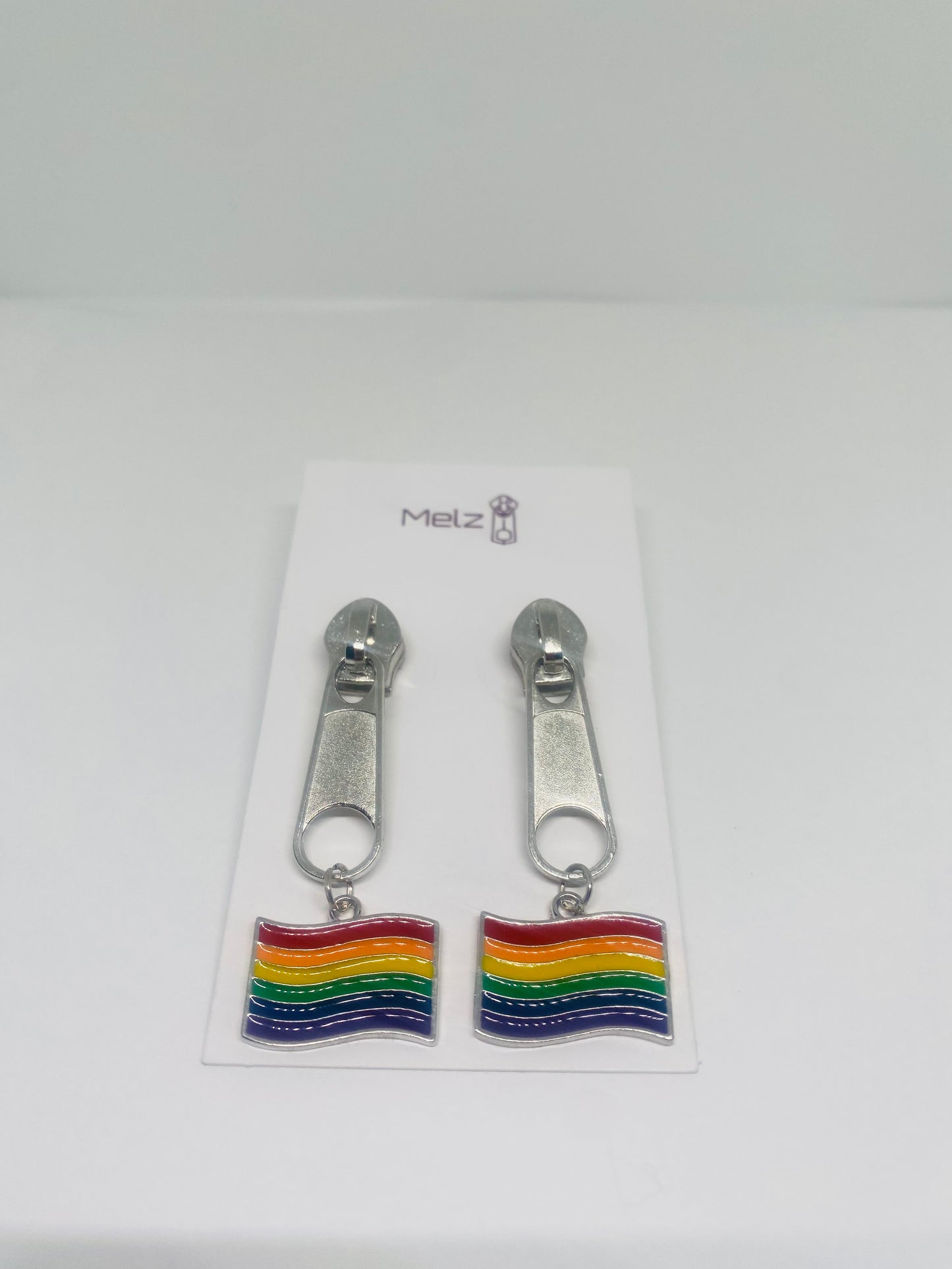 Rainbow flag zipper earrings