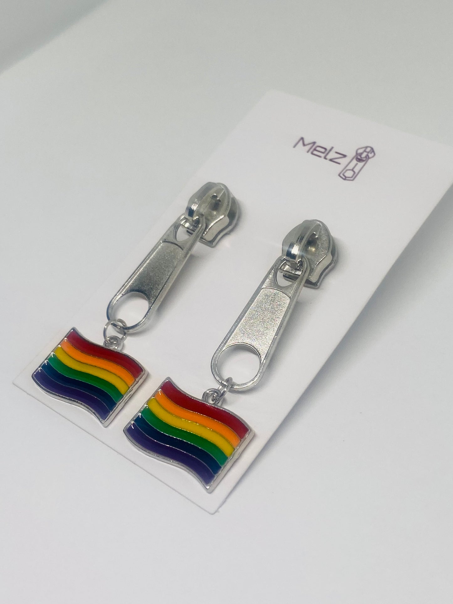 Rainbow flag zipper earrings