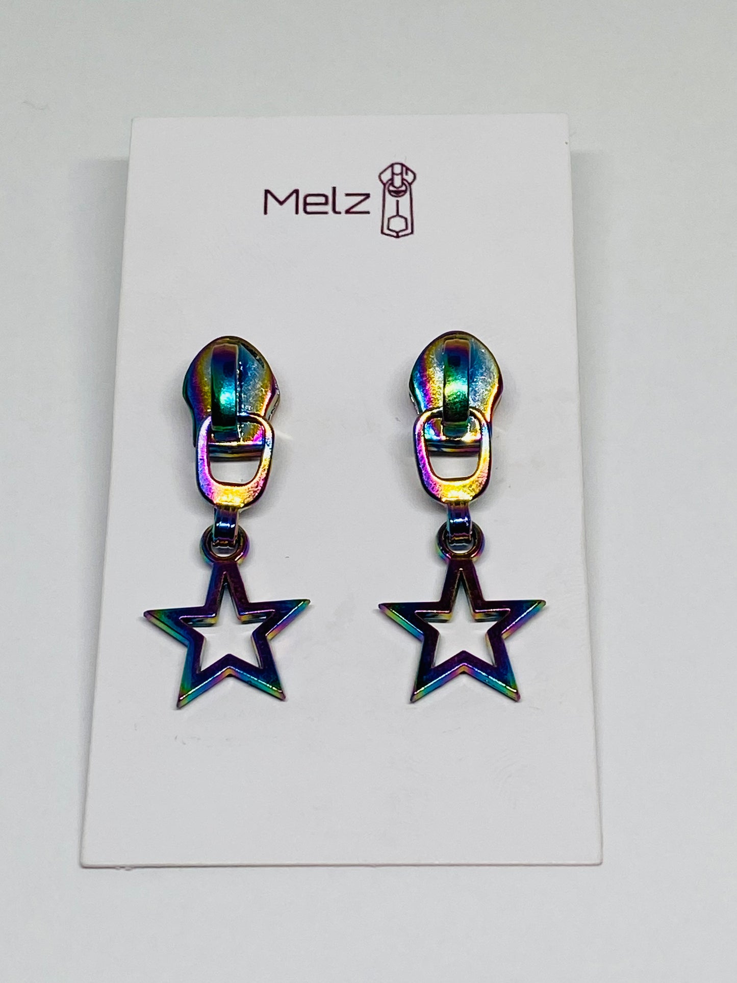 Metallic zipper Star earrings