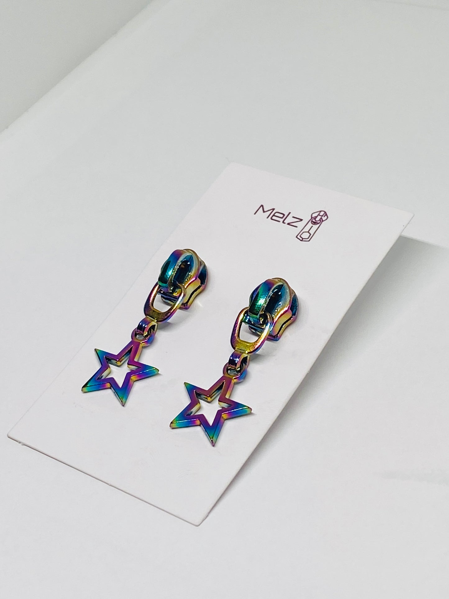 Metallic zipper Star earrings