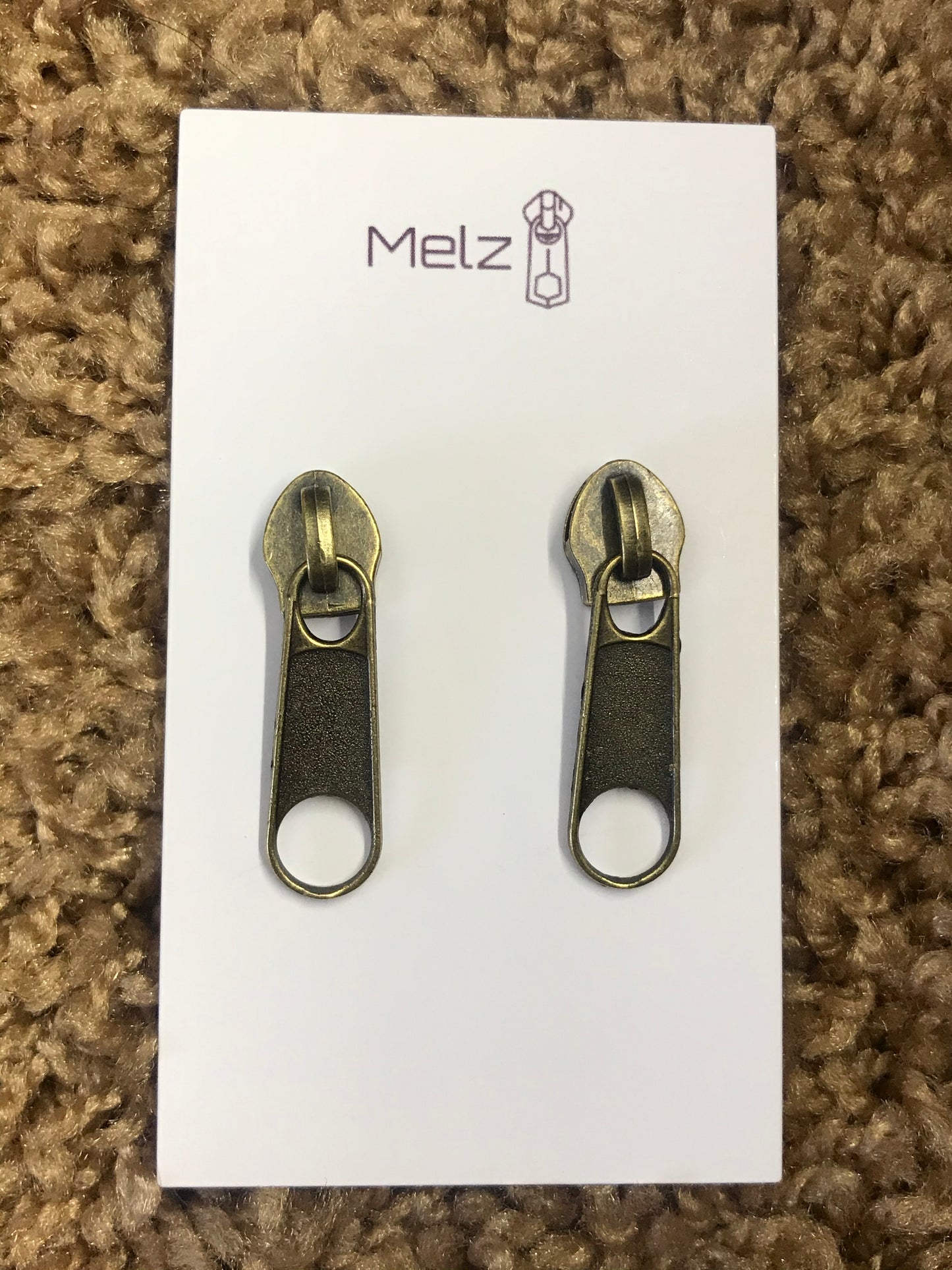 Bronze Zipper Earrings