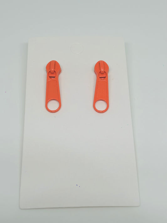 Tangerine zipper earrings