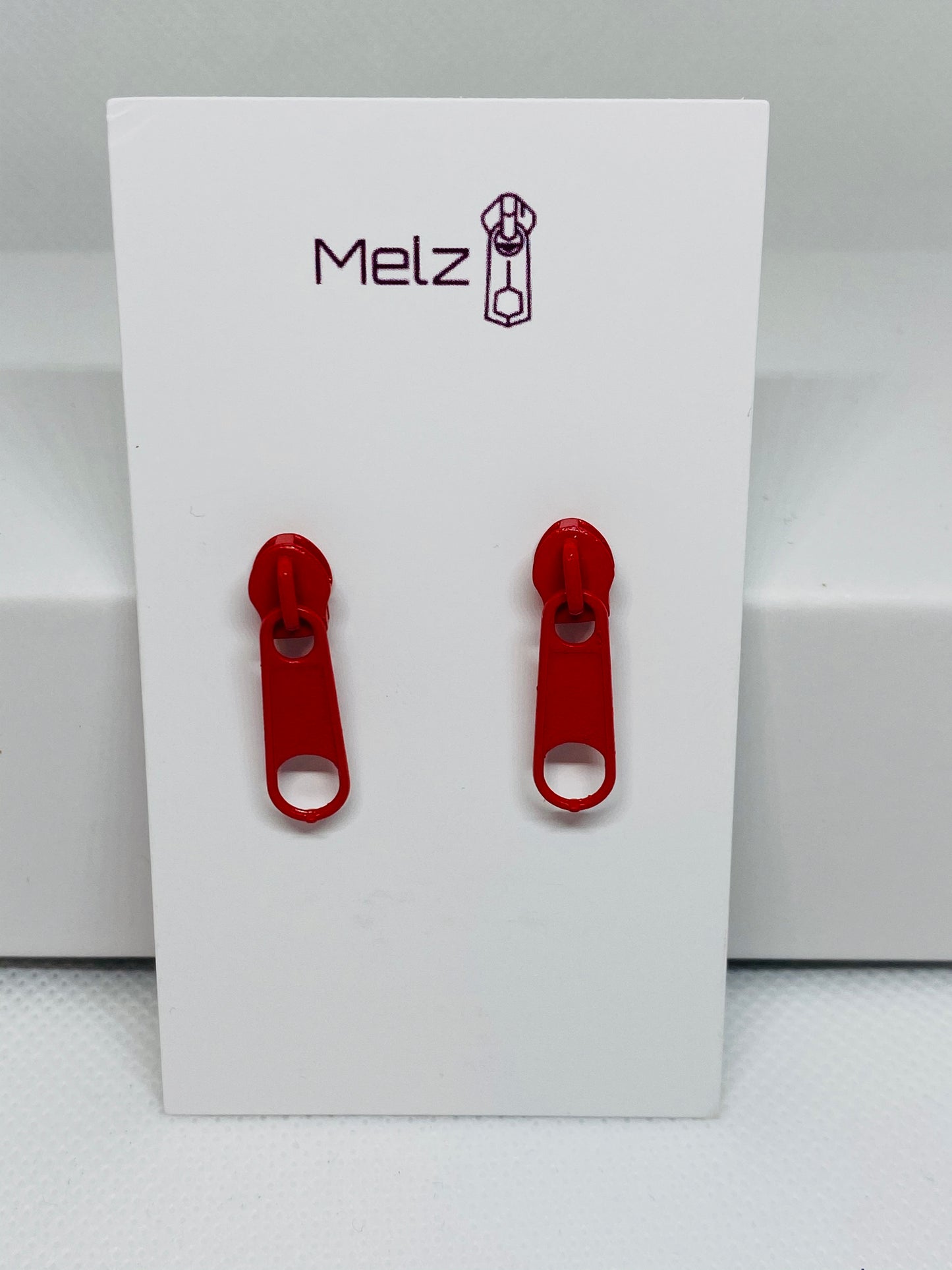 Small Red zipper earrings