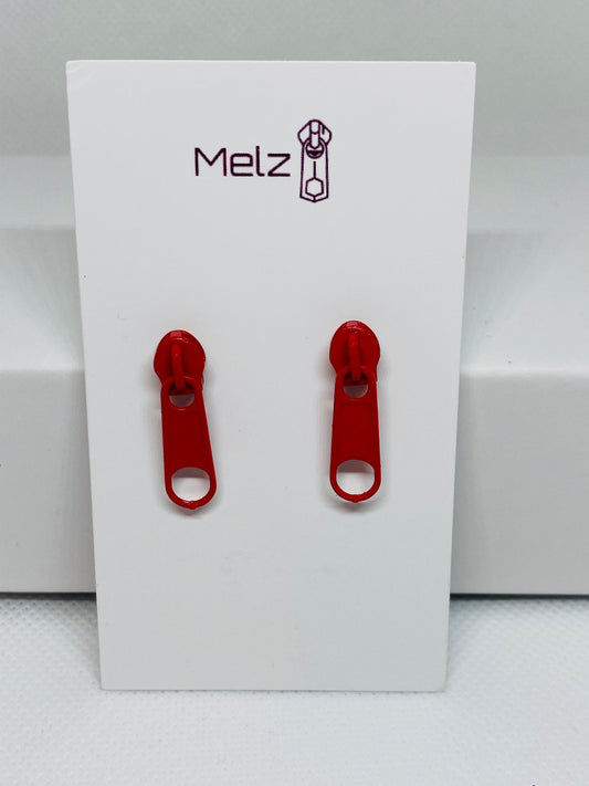 Small Red zipper earrings