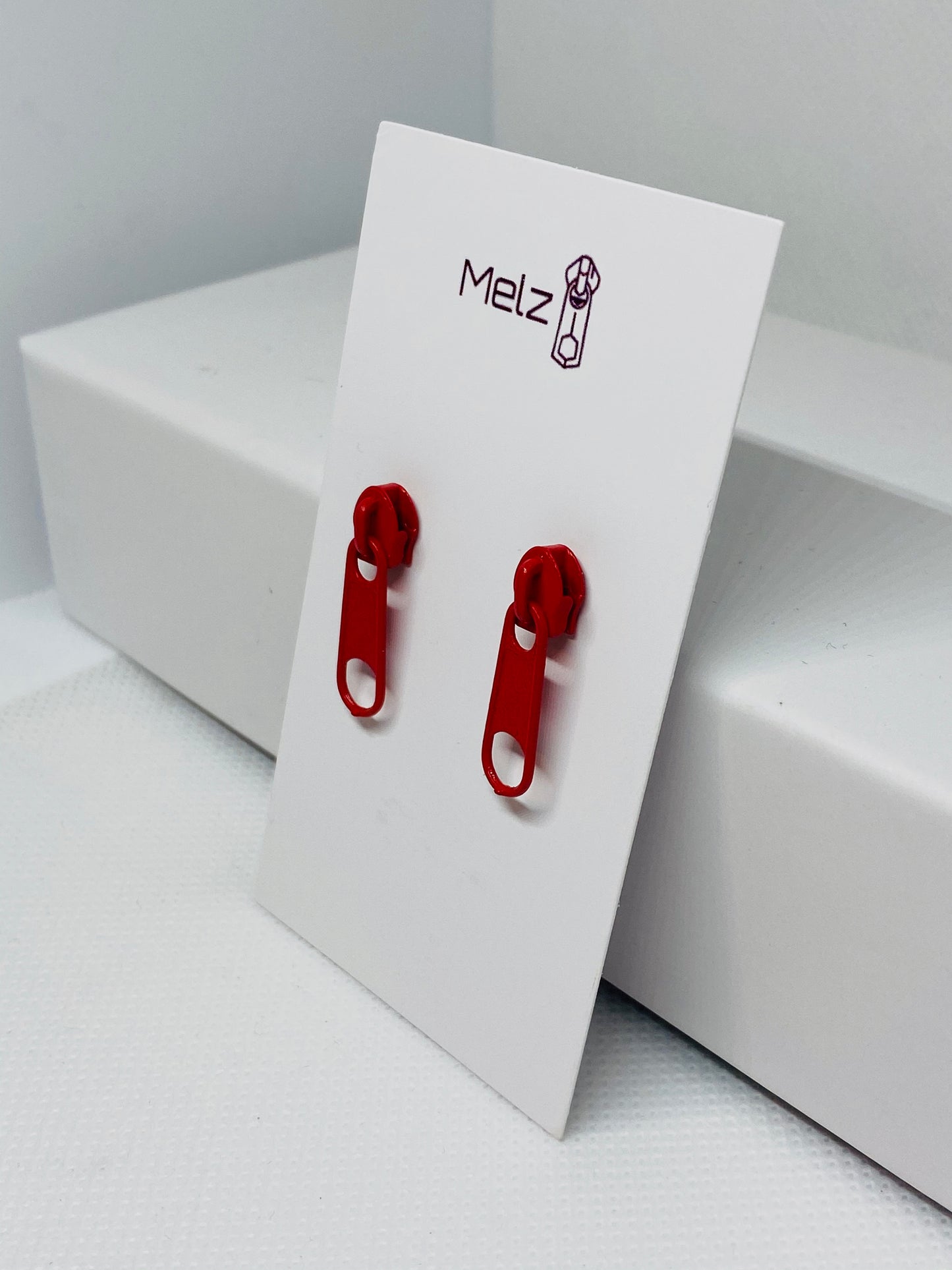 Small Red zipper earrings