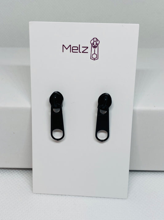 Small black zipper earring