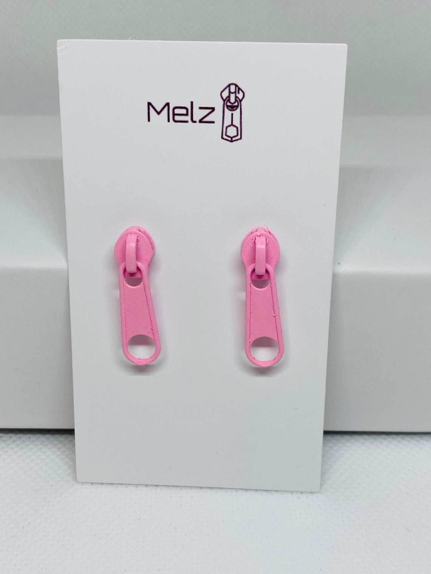 Flamingo pink zipper pull earrings