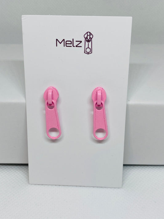 Flamingo pink zipper pull earrings