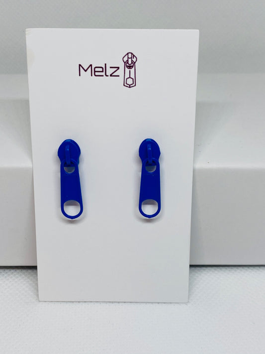 Royal blue zipper pull earrings