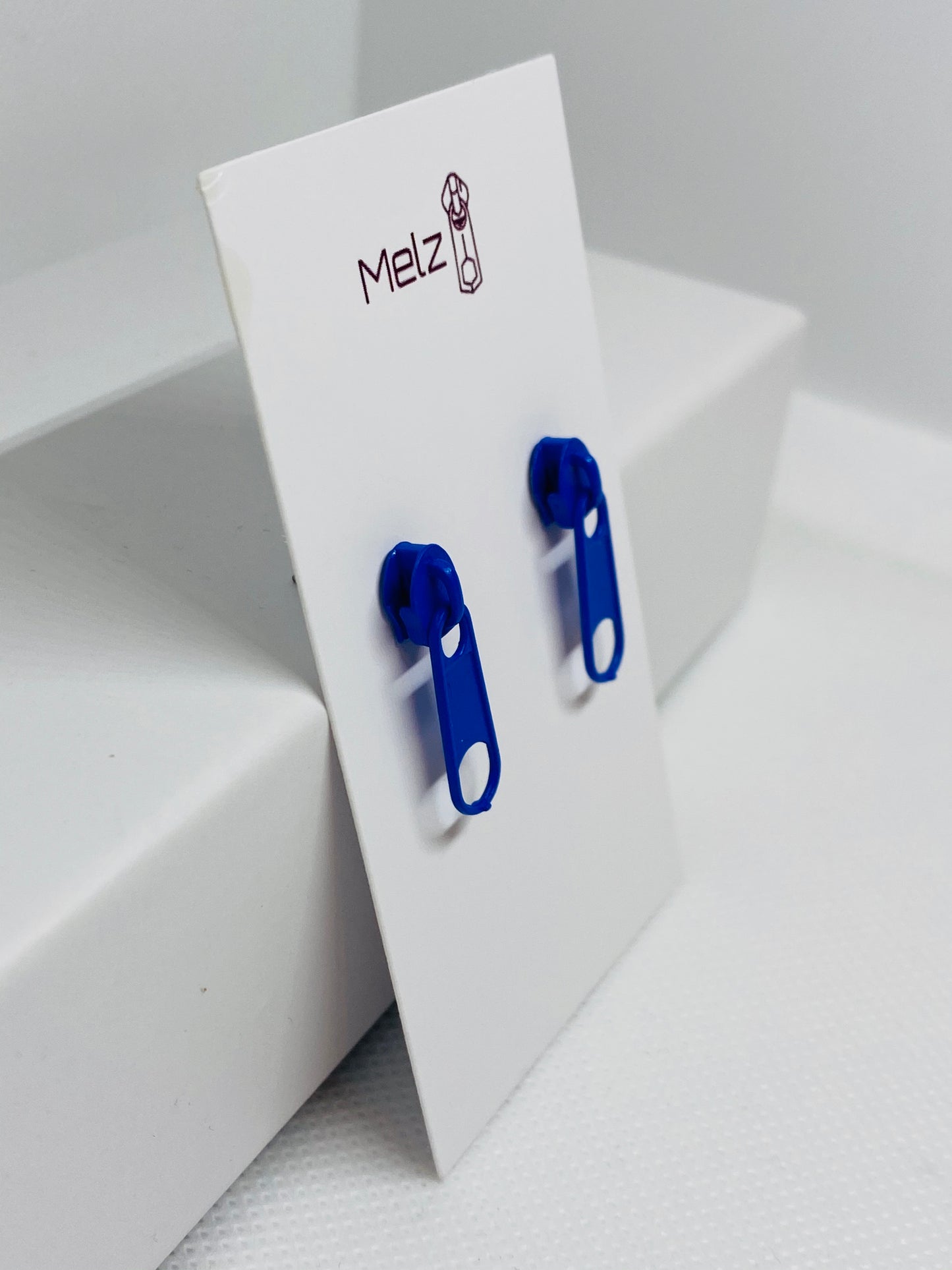 Royal blue zipper pull earrings