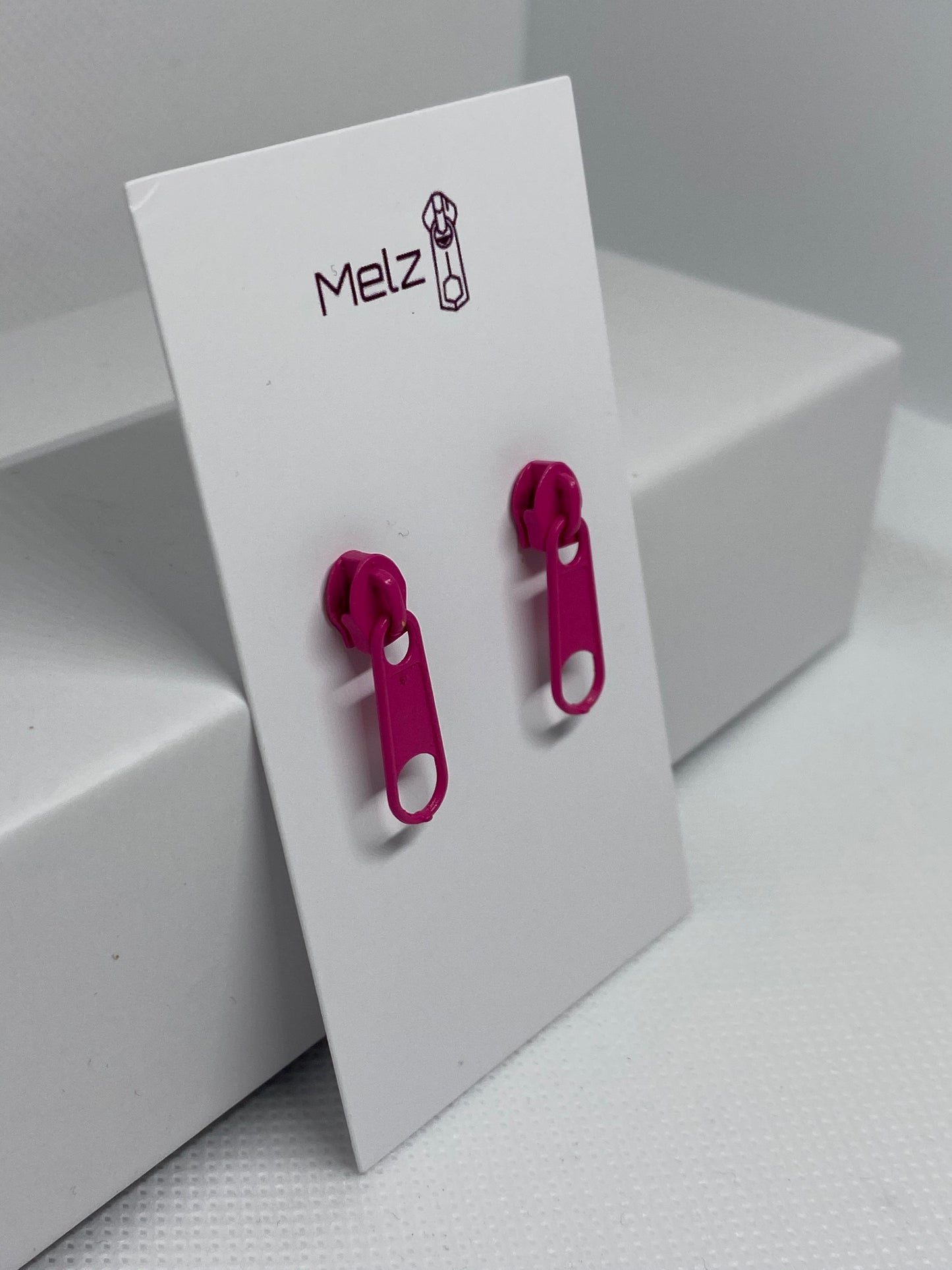 Hot pink zipper earrings