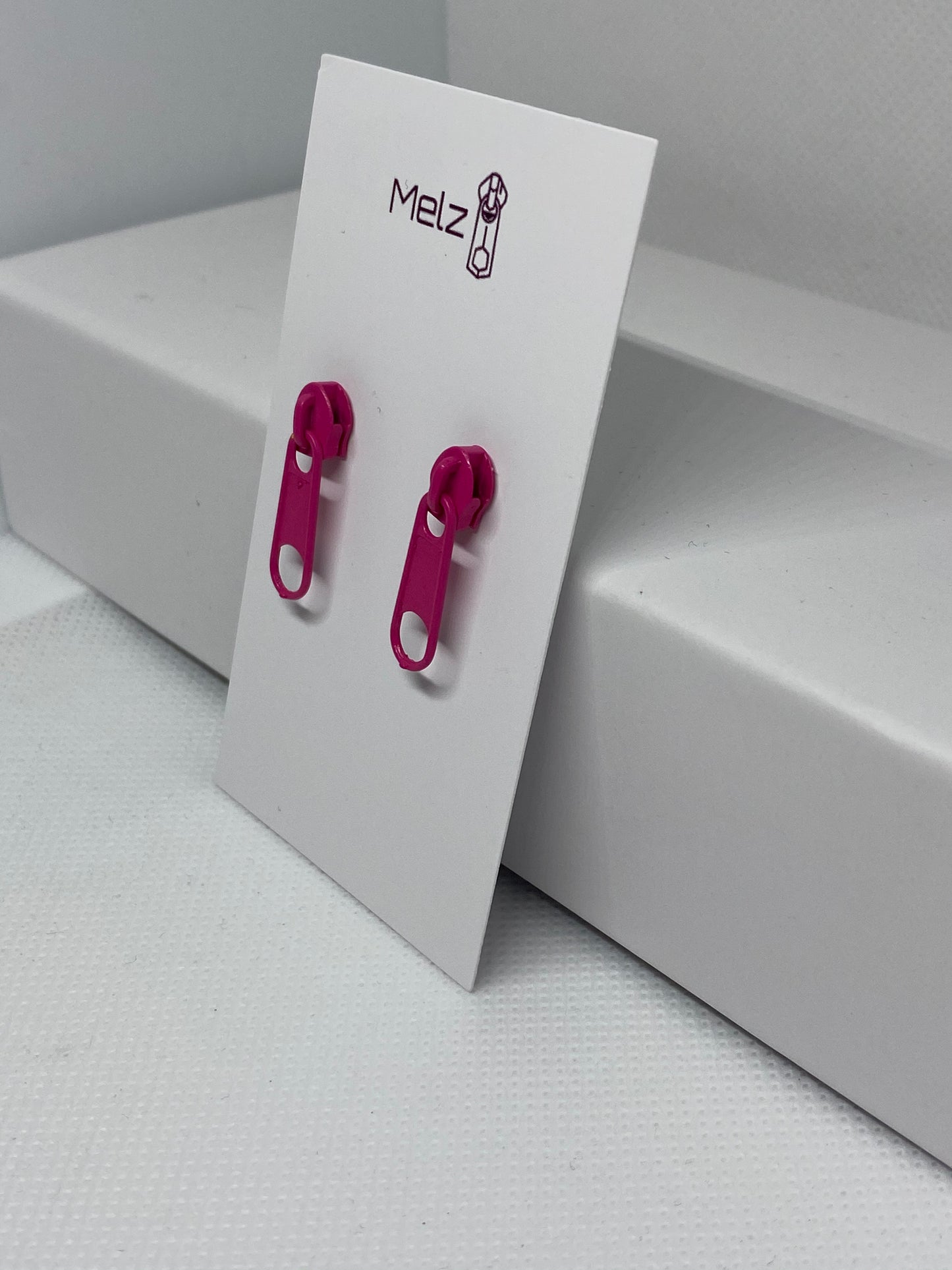 Hot pink zipper earrings