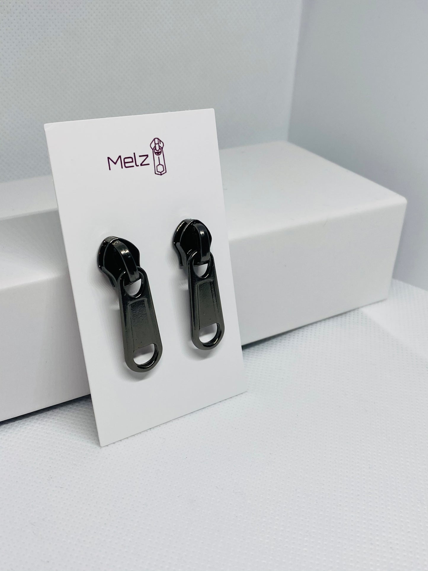 Gun Metal Zipper Earrings