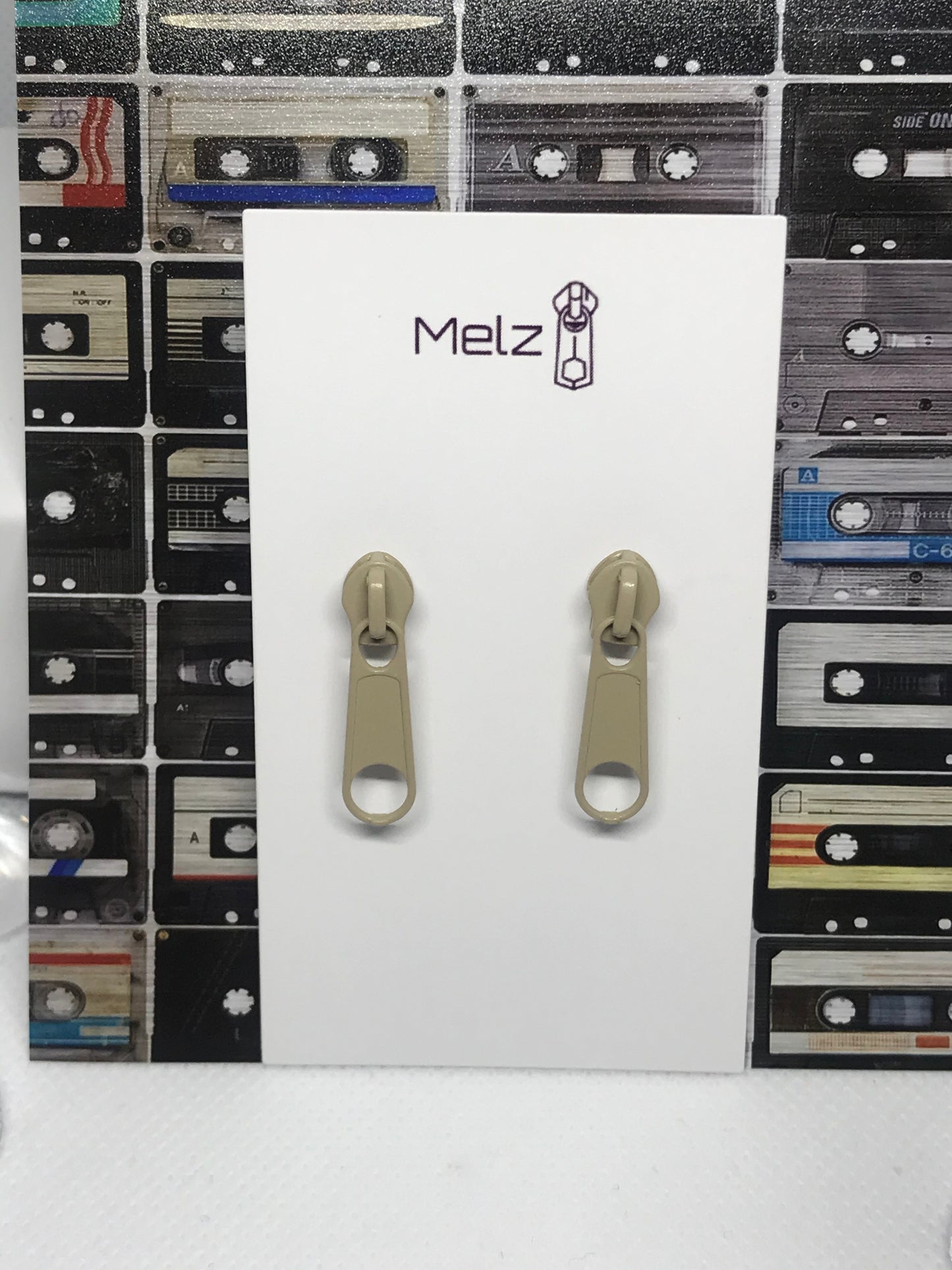 Khaki zipper earrings