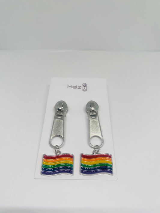 Rainbow flag zipper earrings