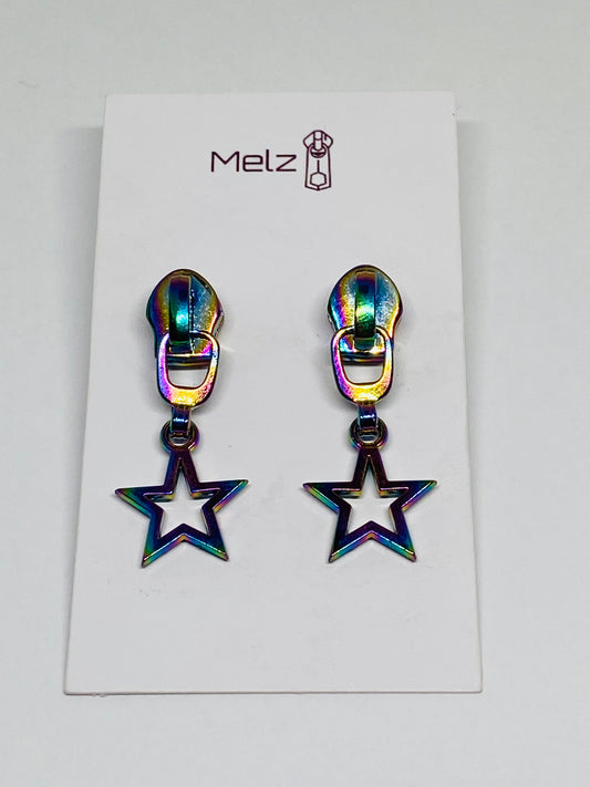 Metallic zipper Star earrings
